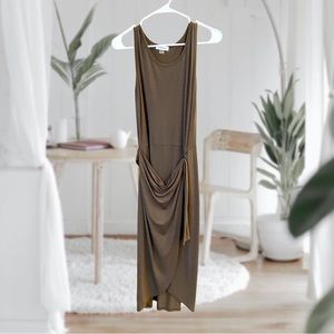 Calvin Klein Olive Green Faux Wrap Midi Dress Size 4